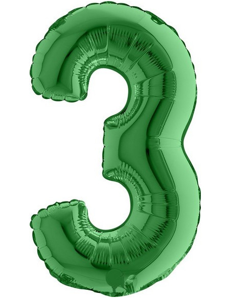 Palloncino in alluminio Numero "3" Verde - Bellefete.ch - Svizzera - Palloncini numeri