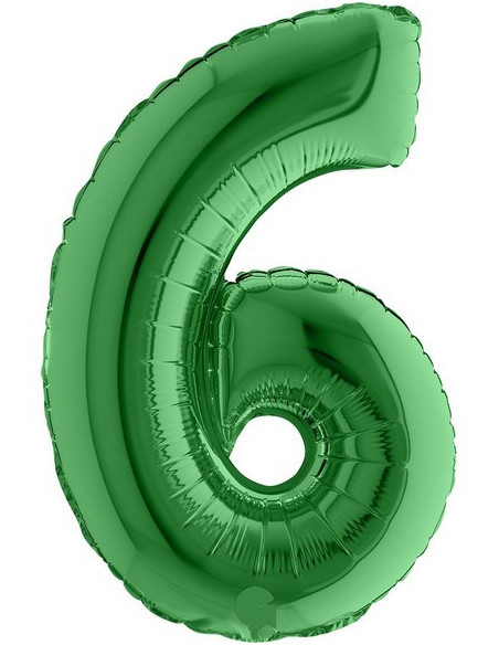 Aluminium-Ballonnummer "6" Grün - Bellefete.ch - Schweiz - Ballons mit grüner Nummer