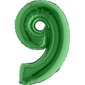 Palloncino in alluminio Cifra "9" Verde - Accessorio decorativo compleanno e festa - Bellefete.ch