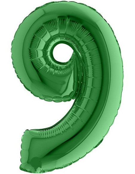 Palloncino in alluminio Cifra "9" Verde - Accessorio decorativo compleanno e festa - Bellefete.ch
