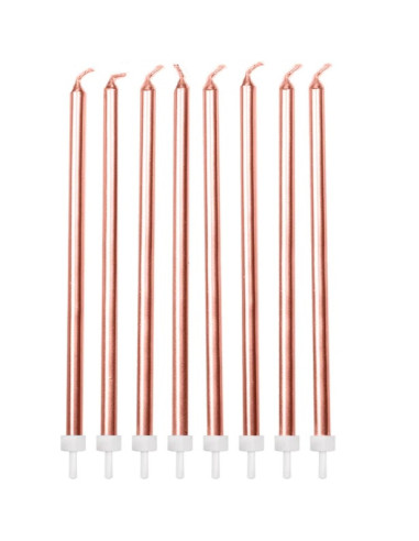 Bougies extra-hautes en Rose Gold métallique - Déco pour gâteau