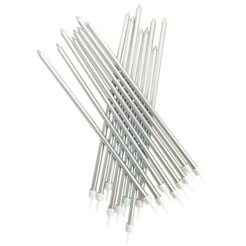 Extra-hohe Kerzen aus Metallic-Silber - Bellefete.ch - Schweiz - Tortenschmuck