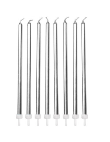 Bougies extra-hautes en Argent métallique - Déco pour gâteau