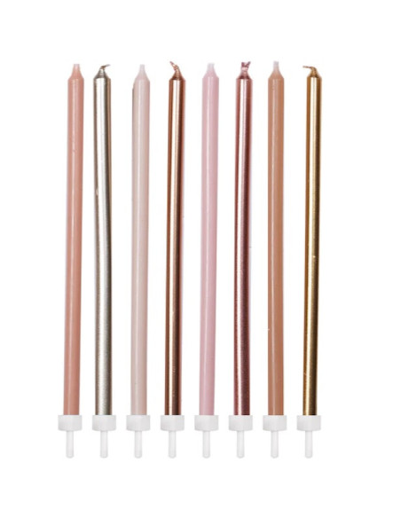 16 Bougies extra-hautes Mix Rose - Gâteau d'anniversaire