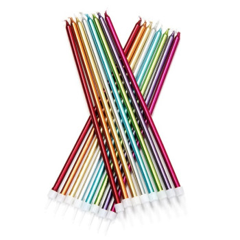 Candele extra-alte Rainbow metalliche - Decorazione per torta - Bellefete.ch