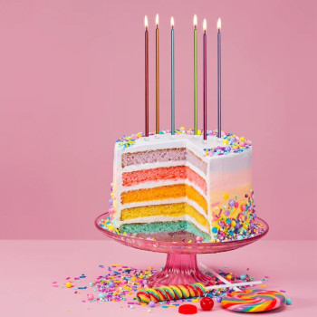 Candele extra-alte Rainbow metalliche - Decorazione per torta - Bellefete.ch 2