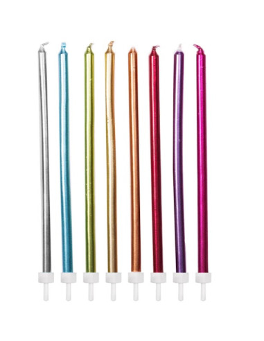 Candele arcobaleno metalliche extra alte - Decorazione per torta