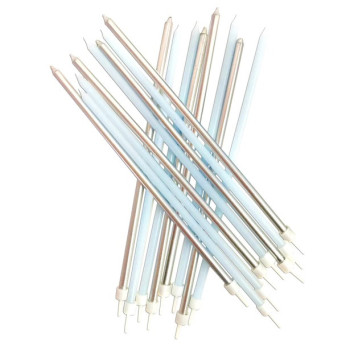 Candele extra-alte Blu pastello e Grigio metallizzato - Decorazione per torta - Bellefete.ch