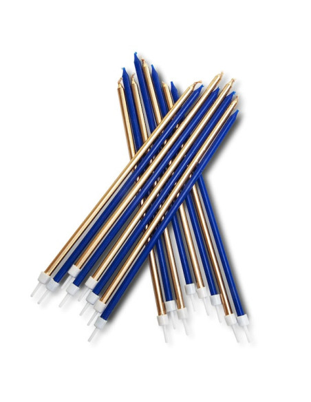 Extra hohe Kerzen Marineblau und Metallic Gold - Kuchendekoration - Bellefete.ch