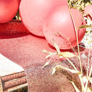Tischläufer mit Pailletten in Roségold – Tischdekoration 2