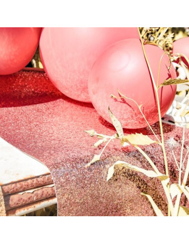 Tischläufer mit Pailletten in Roségold – Tischdekoration