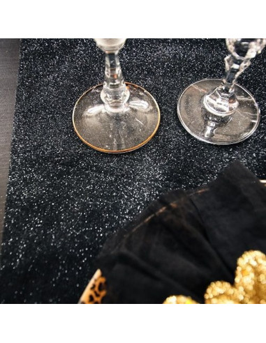 Runner da tavolo con paillettes nere