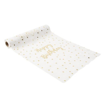 Runner da tavola di compleanno Bianco e Oro – decorazione della tavola | BelleFete.ch