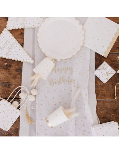 Runner da tavola per compleanno bianco e oro | Decorazione per feste | BelleFete.ch