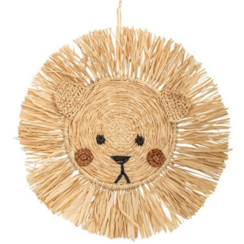 Suspension murale Tête d'ourson en raphia - Baby Shower & Déco chambre enfant - Bellefete.ch