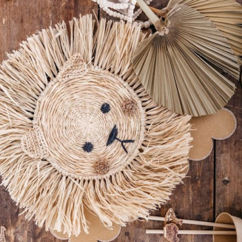 Wandbehang Bast Teddybär Kopf - Baby Shower & Kinderzimmer Dekoration - Bellefete.ch 2
