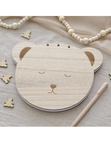 Libro degli ospiti in legno a forma di orsacchiotto - Regali - Accessori per feste - Bellefete.ch - Svizzera