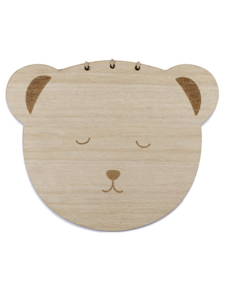 Gästebuch aus Holz in Form eines Teddybären | Erinnerungsgeschenk zur Babyparty | BelleFete.ch