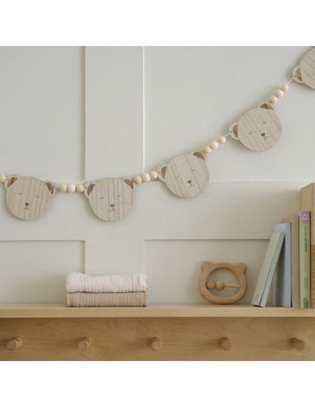 Guirlande déco Ourson en bois naturel - Déco de fête - Bellefete.ch