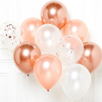 Bouquet di palloncini Oro Rosa e Bianco – decorazione festiva per compleanno, matrimonio o baby shower - Boutique Svizzera