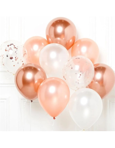 Ballonstrauß Roségold und Weiß – festliche Dekoration für Geburtstag, Hochzeit oder Babyparty - Boutique Schweiz