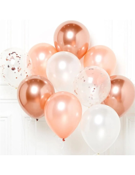 Bouquet de ballons Rose Gold et Blanc – décoration festive pour anniversaire, mariage ou baby shower - Boutique Suisse