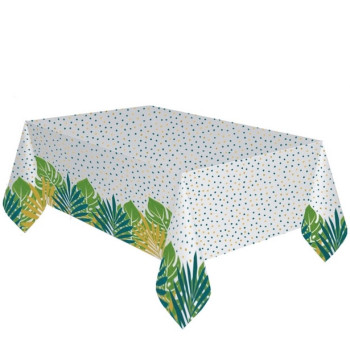 Nappe de fête Tropical Vert et Doré – décoration anniversaire | BelleFete.ch
