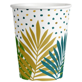 Gobelets tropical vert et doré – décoration fête exotique | BelleFete.ch