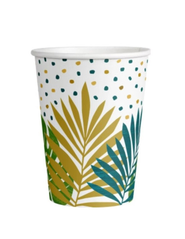 Gobelets Tropical Vert & Doré | Fête exotique | BelleFete.ch