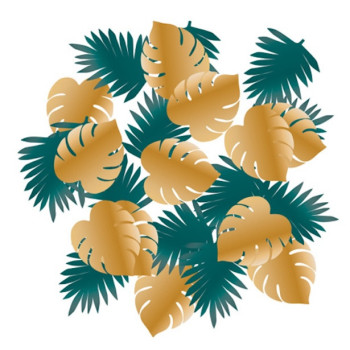 Coriandoli Tropical Gold - Foglie di palma oro e verde - Decorazione da tavola tropicale - Bellefete.ch