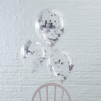 Palloncini in lattice con coriandoli argentati - Bellefete.ch - Svizzera - Decorazioni per feste