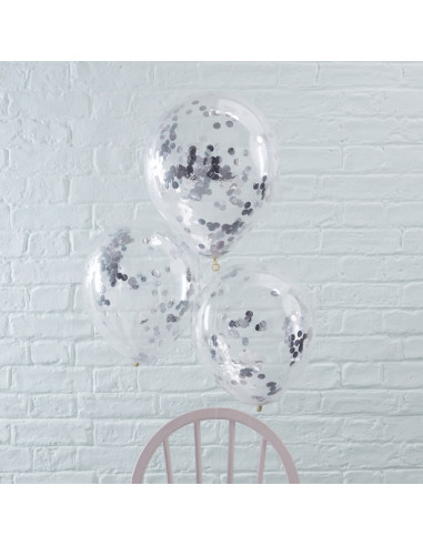 Ballons en latex à confettis argentés - Bellefete.ch - Suisse - Décorations de fête