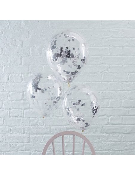 Ballons en latex à confettis argentés - Bellefete.ch - Suisse - Décorations de fête