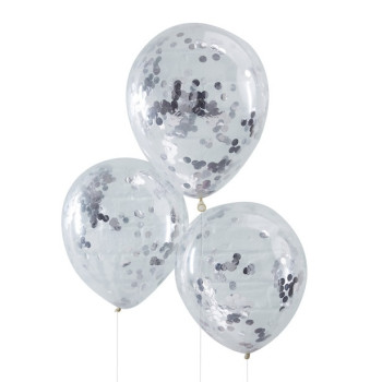 Palloncini in lattice con coriandoli argentati - Bellefete.ch - Svizzera - Decorazioni per feste 2