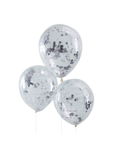 Ballons de fête à confettis argentés - Déco de fête