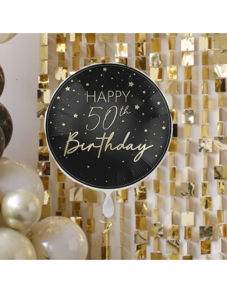 Ballon zum 50. Geburtstag in Champagner und Schwarz | Elegante Dekoration | BelleFete.ch