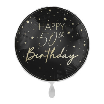 Ballon zum 50. Geburtstag in Champagner und Schwarz | Elegante Dekoration | BelleFete.ch 2