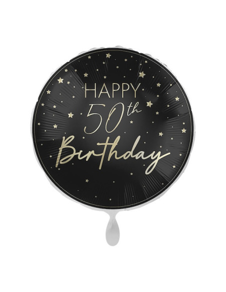 Palloncino per il 50° compleanno in champagne e nero | Decorazione elegante | BelleFete.ch