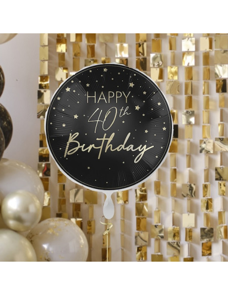 Palloncino per il 40° compleanno nei colori champagne e nero | Decorazione per feste per adulti | BelleFete.ch