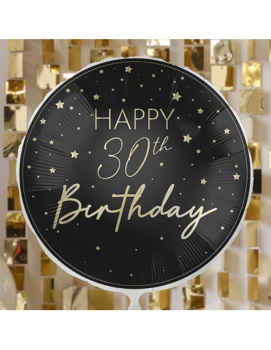 Palloncino di compleanno 30 anni Champagne e Nero – decorazione festiva elegante | BelleFete.ch