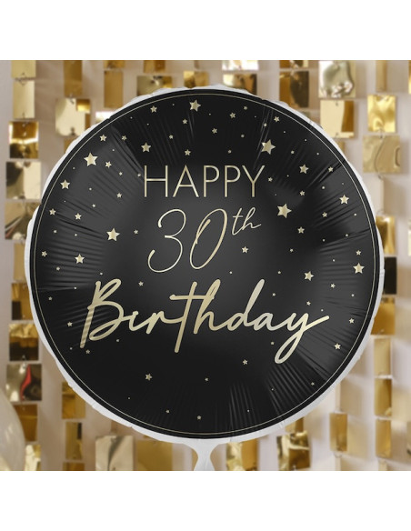 Geburtstagsballon 30 Jahre Champagner und Schwarz – elegante festliche Dekoration | BelleFete.ch