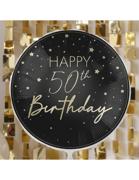 Geburtstagsballon 50 Jahre Champagner und Schwarz für Partydekorationen | BelleFete.ch