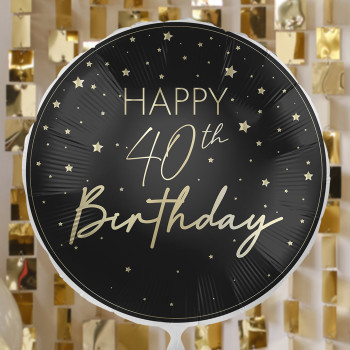Geburtstagsballon 40 Jahre Champagner und Schwarz - Party Dekoration - Bellefete.ch - Schweiz
