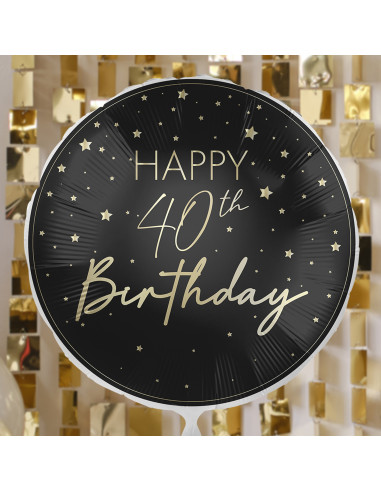Geburtstagsballon 40 Jahre Champagner und Schwarz - Party Dekoration - Bellefete.ch - Schweiz