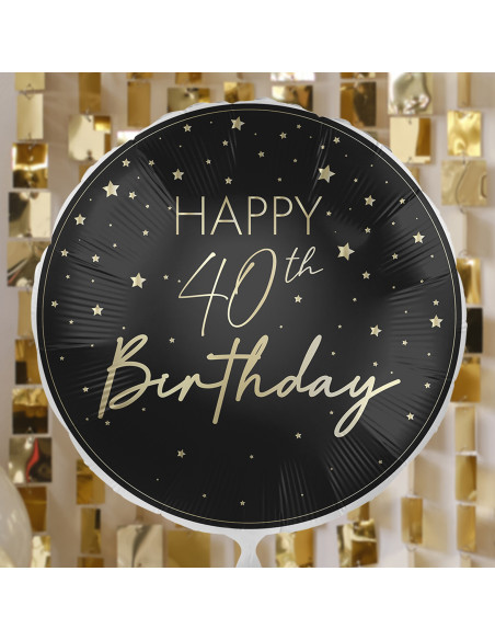Palloncino di compleanno 40 anni Champagne e Nero - Decorazione di festa - Bellefete.ch - Svizzera