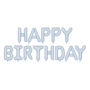 Ballongirlande "Happy Birthday" Pastellblau - Geburtstagsdekoration - Schweiz