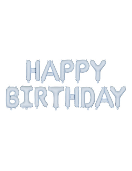 Guirlande de ballons "Joyeux Anniversaire" Bleu pastel - Déco d'anniversaire - Suisse