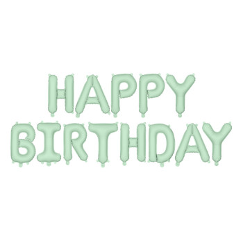 Ballongirlande "Happy Birthday" Pastellgrün - Geburtstagsdekoration - Bellefete.ch