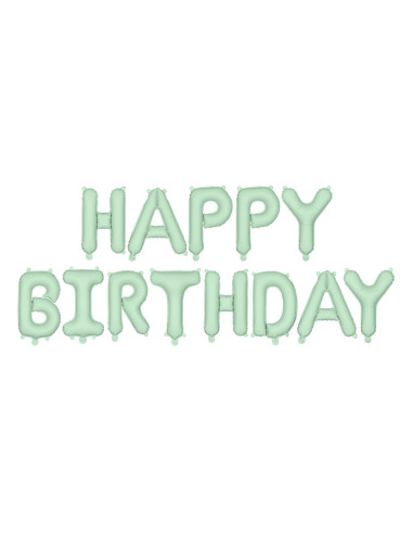 Ballongirlande "Happy Birthday" Pastellgrün - Geburtstagsdekoration - Bellefete.ch