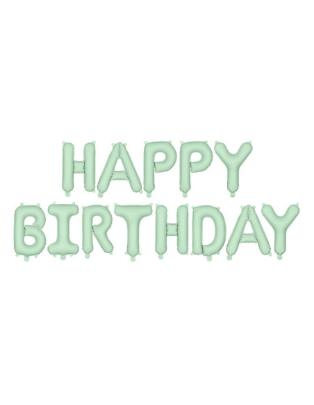 Guirlande de ballons "Joyeux Anniversaire" Vert pastel - Déco d'anniversaire - Bellefete.ch